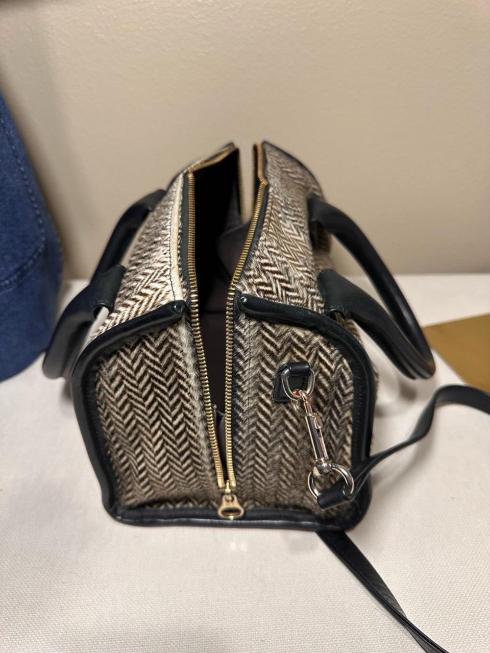 See By Chloé “April” Brown & Black Herringbone Calf Hair Satchel and Dusty - Picture 7 of 15